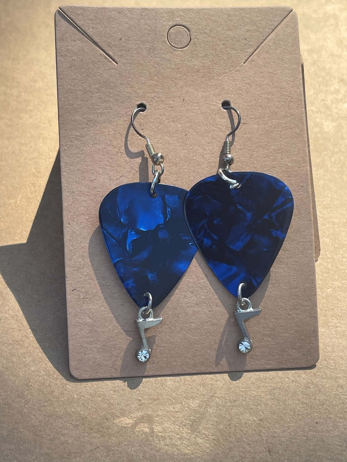 Blue Guitar Pick Earrings