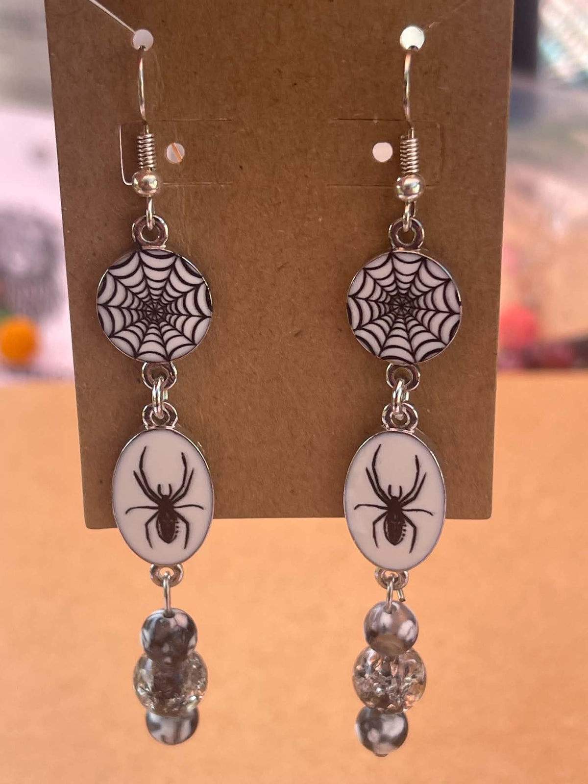 Spider with Web Earrings