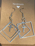Multi-geometric Earrings with Cross accent