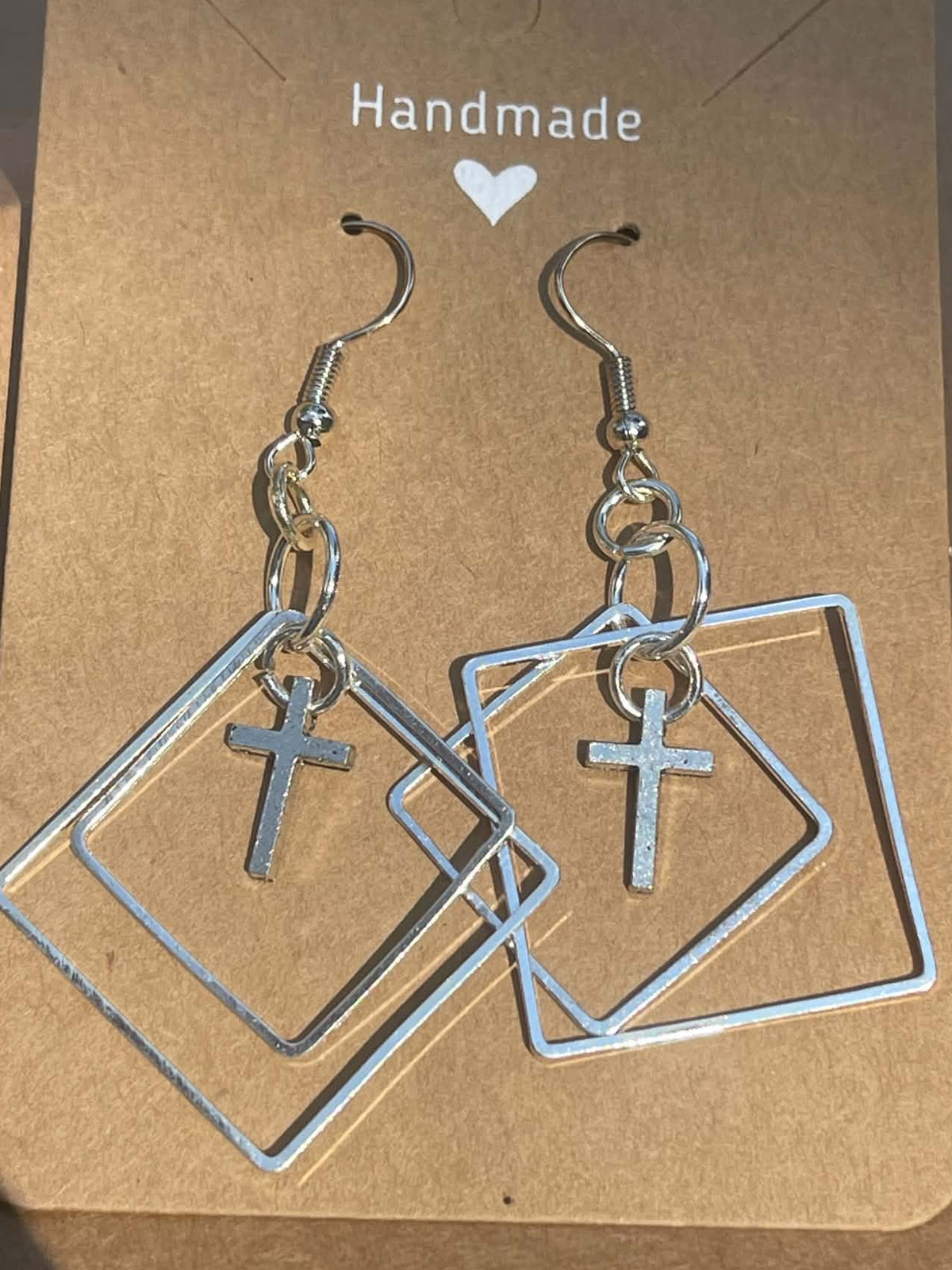 Multi-geometric Earrings with Cross accent
